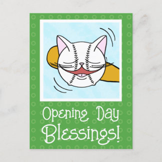 Viel Glück zum niedlichen Cat Face Baseball Openin Postkarte