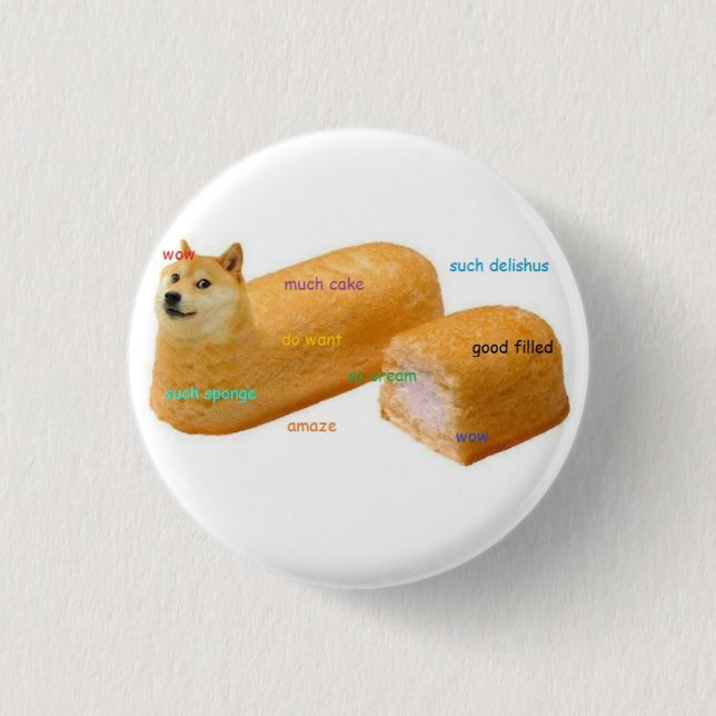 Viel Kuchen DogeButton Button (Vorderseite)