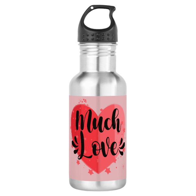 Viel Liebe, großes Herz Edelstahlflasche (Vorderseite)