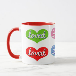 VIEL LIEBT - Bewundert - Farbige Liebe Herzen Tasse