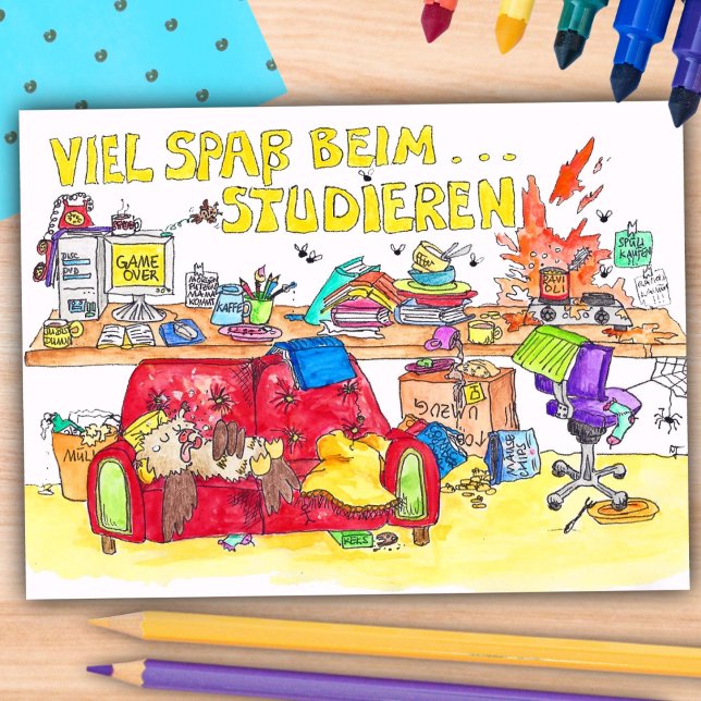 VIEL SPASS BEIM STUDIEREN Postkarte von Nicole Jan (Von Creator hochgeladen)