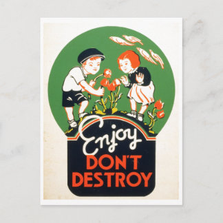 Viel Spaß Don't Destroy - Go Green Earth! 1937 Postkarte