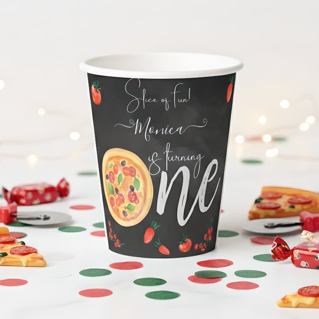 Viel Spaß, erster Pizza-Geburtstag Pappbecher (Von Creator hochgeladen)