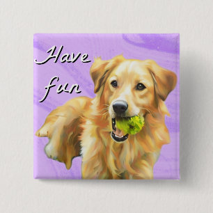Viel Spaß Golden Retriever Knopf Button