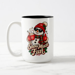 Viel Spaß im Schnee - Cooler Retro-Schneemann mit Zweifarbige Tasse