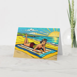 Viel Spaß in der Sonne   Süße Retro-Pinup Karte