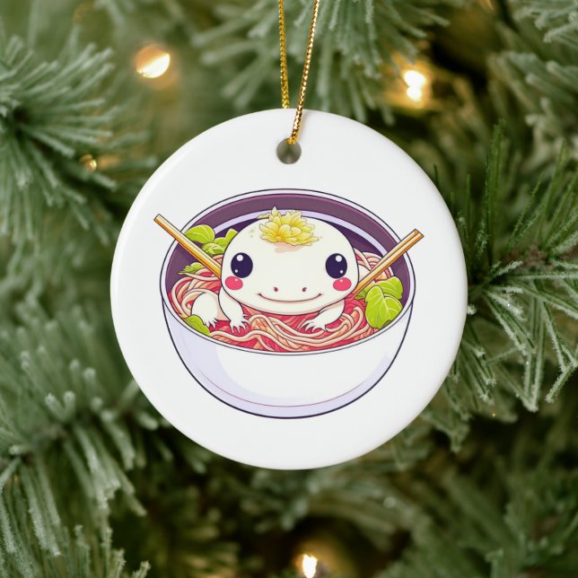 Viel Spaß mit Axolotl in Ramen Keramik Ornament (Baum)
