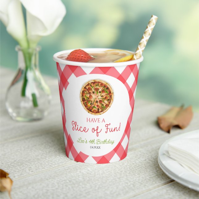 Viel Spaß! Pizza Birthday Party Pappbecher (In Situ)