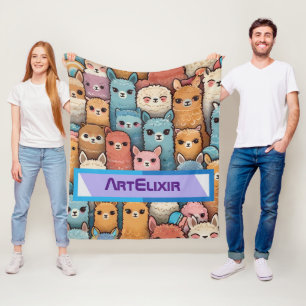 Viele Alpaca Llama Fleecedecke