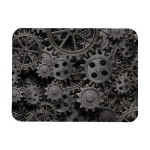 Viele alte rostige Metallgewerke oder Maschinentei Magnet