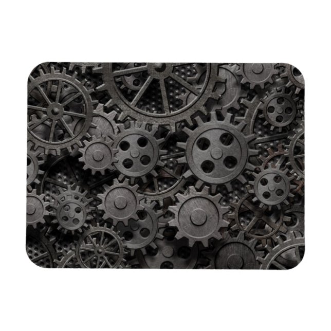 Viele alte rostige Metallgewerke oder Maschinentei Magnet (Horizontal)