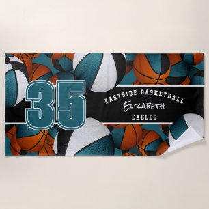 Viele Basketball-Basketball-Basketball, aquamarin Strandtuch