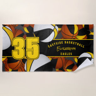 Viele Basketbälle Mädchen oder Jungen Team schwarz Strandtuch