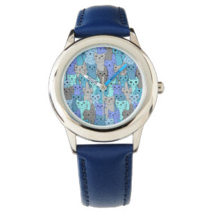 Viele blaue Katzen Design Armbanduhr