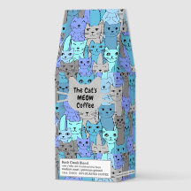 Viele blaue Katzen gerösteter Kaffee