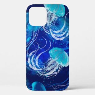 Viele blaue Quallen schwimmen unter Wasser. Nahtlo Case-Mate iPhone Hülle