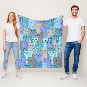 Viele Blue Cats Design Fleecedecke