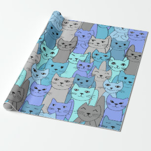 Viele Blue Cats Design Wrapping Paper Roll Geschenkpapier