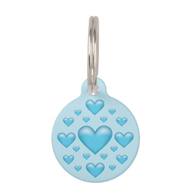 Viele Blue Hearts & Pet's Info Haustiermarke (Vorderseite)