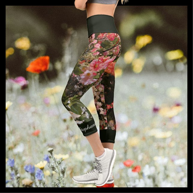 Viele Blume Rosa Grün Blumenbezeichnungen Personal Capri Leggings (Von Creator hochgeladen)