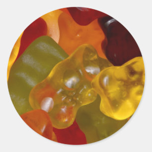 Viele bunte Gummibärchen Runder Aufkleber