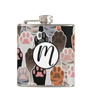 Viele Cat Paws Muster Flachmann