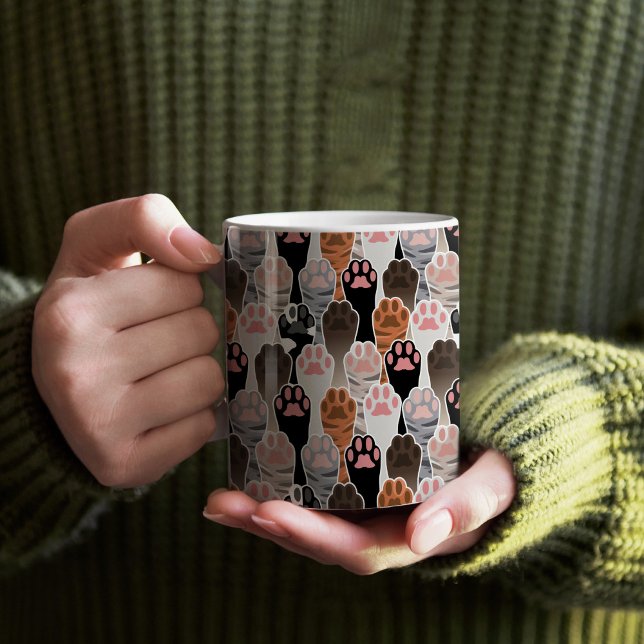 Viele Cat Paws Muster Kaffeetasse (Many Cat Paws Patterned Mug)