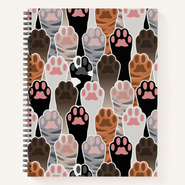 Viele Cat Paws Muster Notizbuch (Vorderseite)