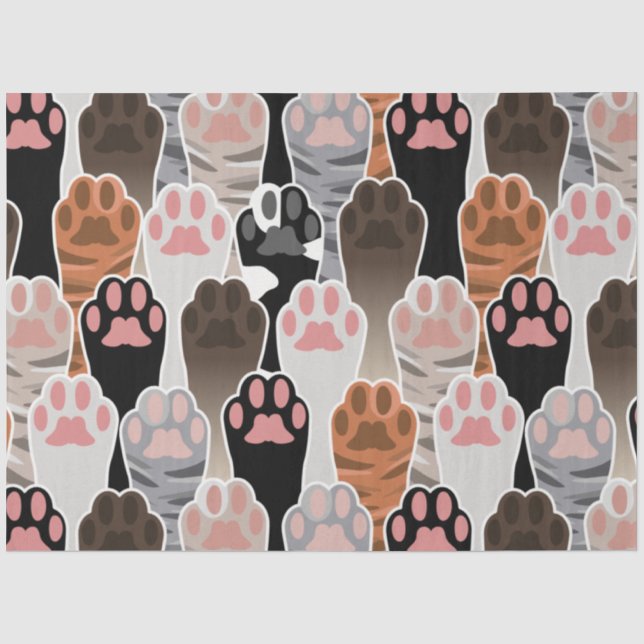 Viele Cat Paws Muster Seidenpapier (Vorderseite)
