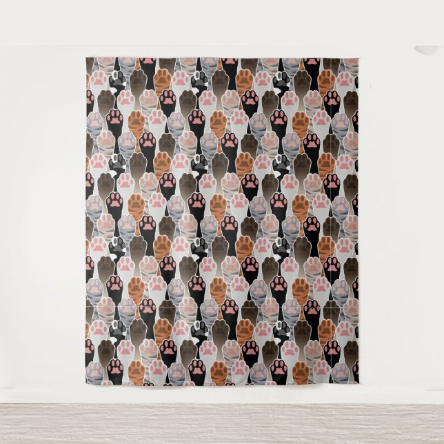 Viele Cat Paws Muster Wandteppich (Vorderseite)