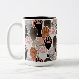 Viele Cat Paws Muster Zweifarbige Tasse