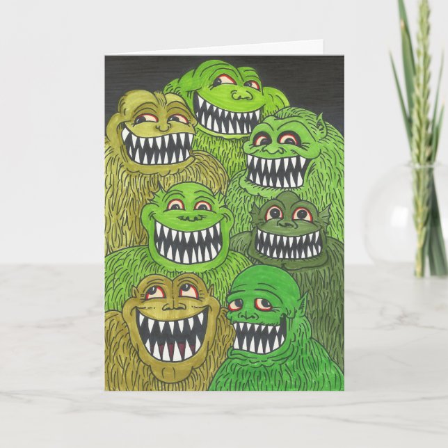 VIELE FANGS! Monster Danke Karte (Vorderseite)