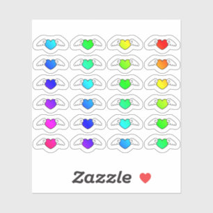 Viele farbenfrohe Flughörer winzige Herzformen Aufkleber