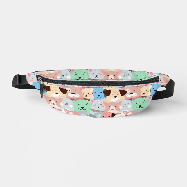 Viele farbenfrohe Hunde All-Over-Print Fanny Pack Bauchtasche (Vorderseite)