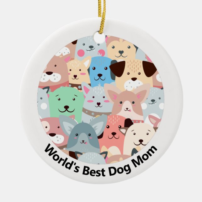 Viele farbenfrohe Hunde Design Keramik Ornament (Vorne)