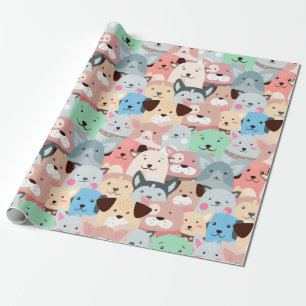 Viele farbenfrohe Hunde Design Wrapping Paper Roll Geschenkpapier