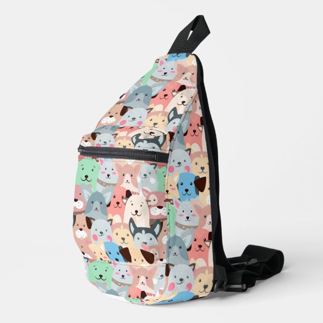 Viele farbenfrohe Hunde gestalten Sling Bag (Rechte Ecke)