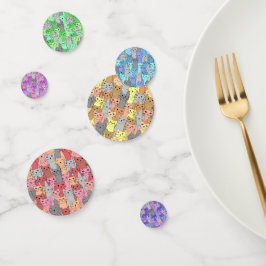 Viele farbenfrohe Katzen Design Tisch Confetti Konfetti