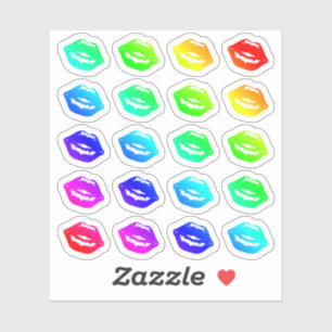 Viele farbenfrohe Lippen Tiny Rainbow Kisses Shape Aufkleber