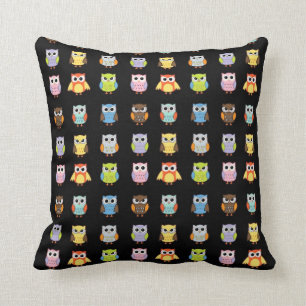 Viele farbenfrohe Niedliche Owls Muster Kissen