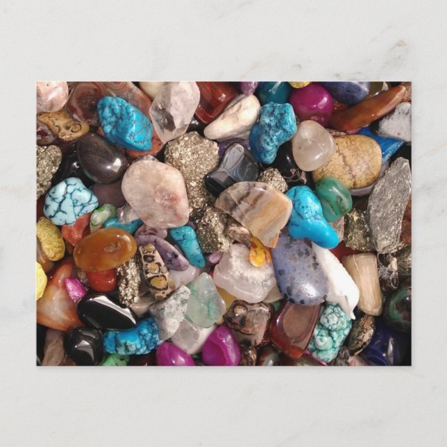Viele farbenfrohe, uninteressante, polierte Felsen Postkarte (Vorderseite)