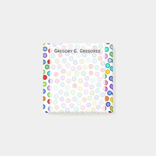 Viele farbige Kreise + Individuelle Name Hinweis Post-it Klebezettel (Vorderseite)