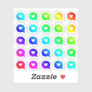 Viele farbige Sprechblasen winzige Regenbogenforme Aufkleber