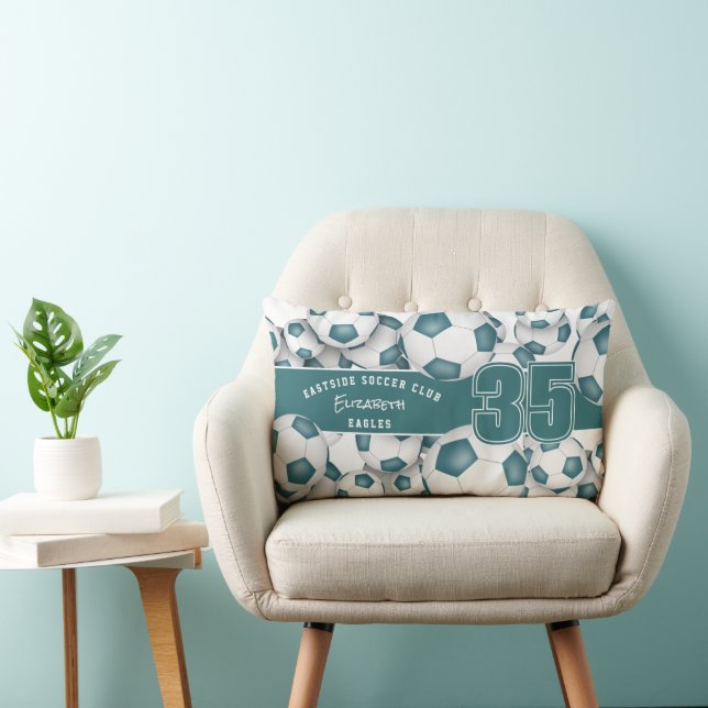 Viele Fußballbälle Mannschaft färbt Sportgeschenke Lendenkissen (Stuhl )