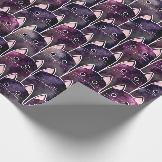 Viele Galaxy Cats Muster Geschenkpapier (Ecke)