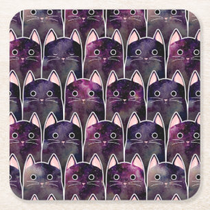 Viele Galaxy Cats Muster Rechteckiger Pappuntersetzer