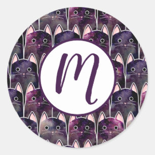 Viele Galaxy Cats Muster Runder Aufkleber
