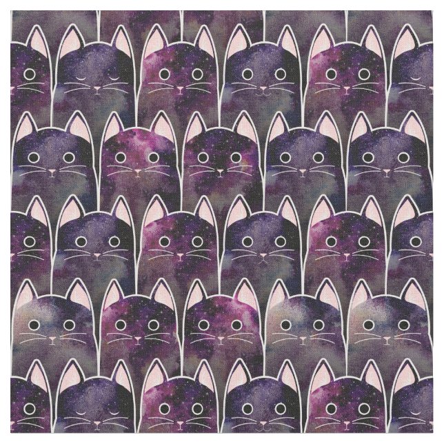 Viele Galaxy Cats Muster Stoff (Nahaufnahme)