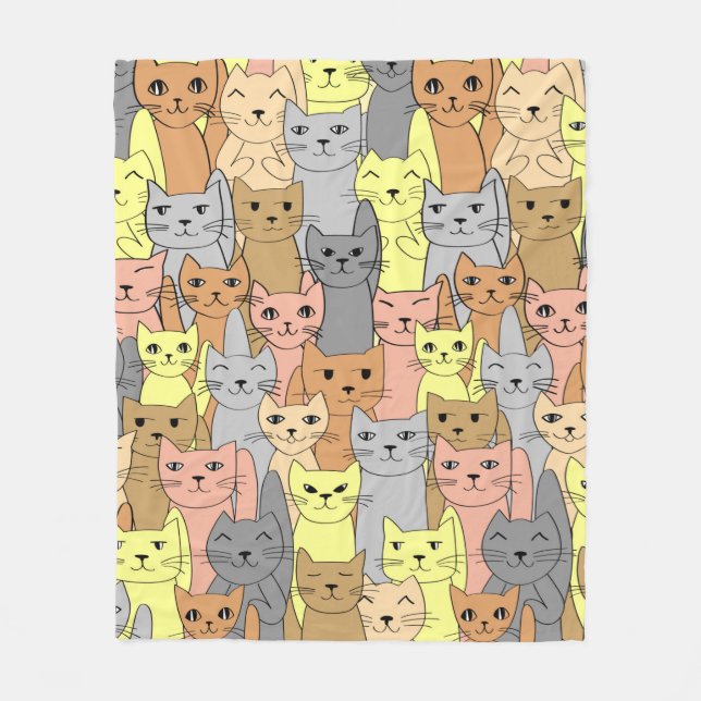 Viele gelbe Katzen entwerfen Fleece Blankon (Vorderseite)