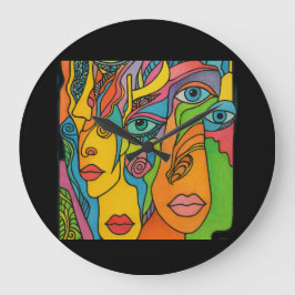 Viele Gesichter Große Wanduhr